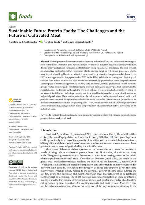 TheFutureofCultivatedMeat:OpportunitiesandChallenges